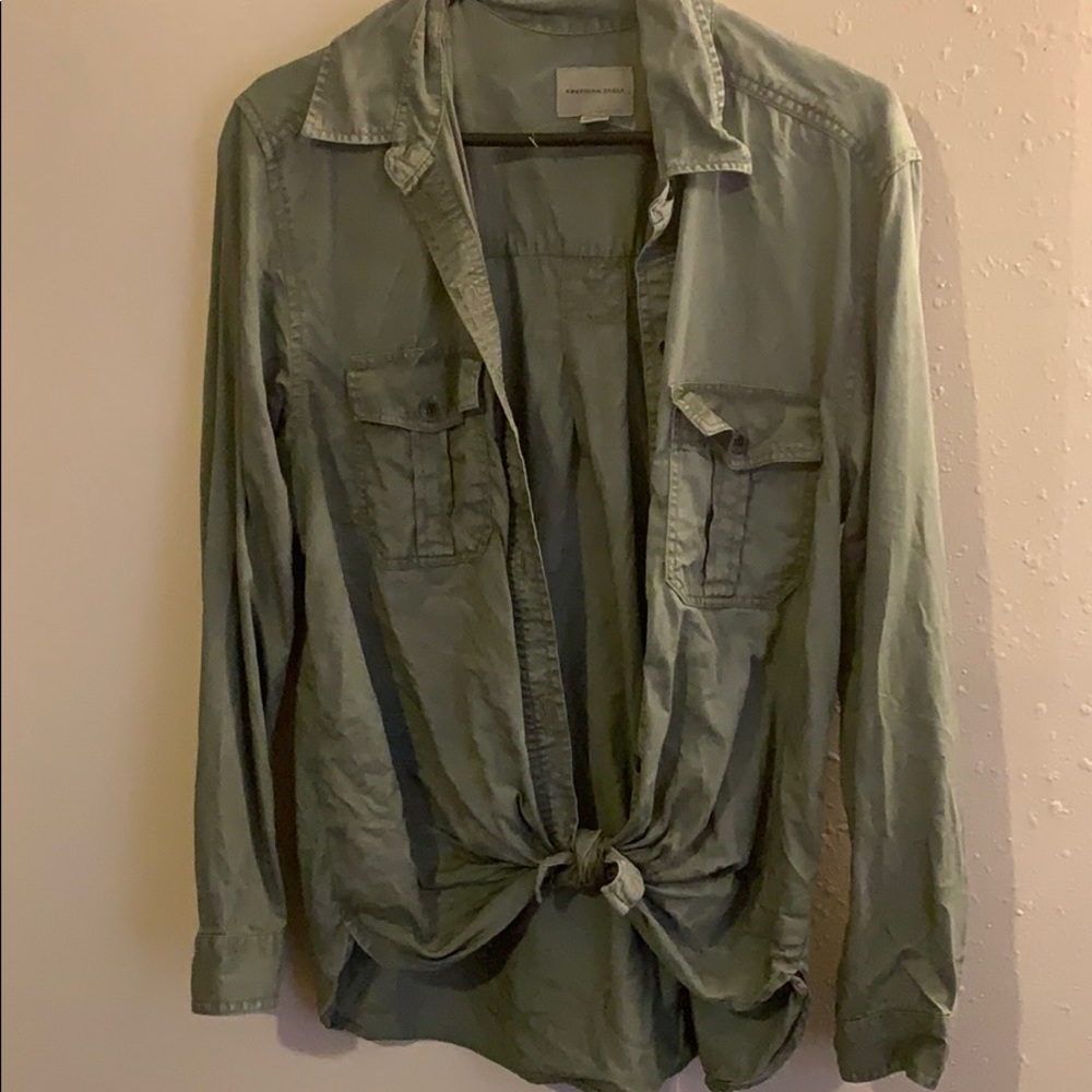 Olive Green American Eagle Button down